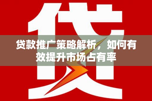 北投贷款推广策略解析，如何有效提升市场占有率