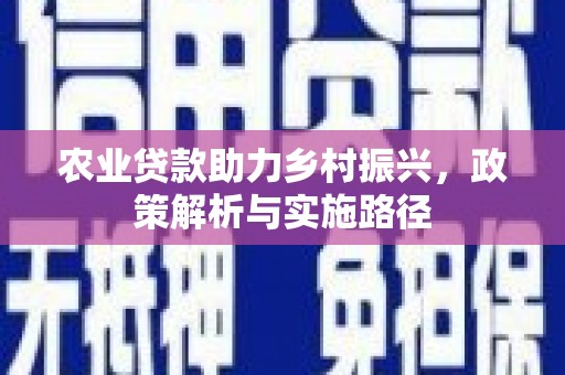 潍坊农业贷款助力乡村振兴，政策解析与实施路径