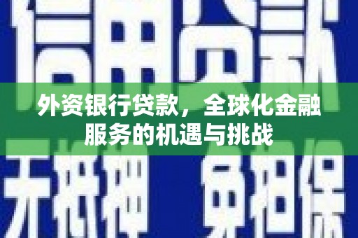 沂源外资银行贷款，全球化金融服务的机遇与挑战