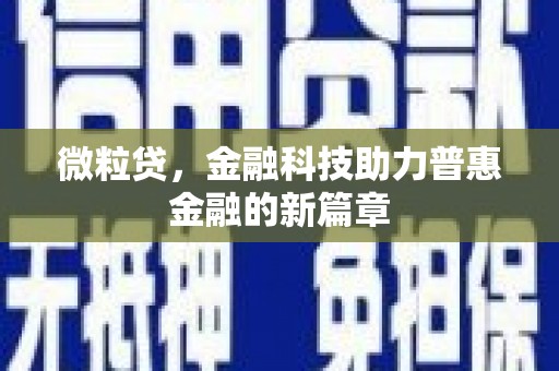 头屋微粒贷，金融科技助力普惠金融的新篇章